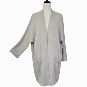 Donni Toupe Ribbed Cotton Blend Open Cardigan One Size Fits All